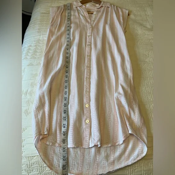 LOFT White and Pink Light Weight Cap Sleeve Tank Shirt Dress Size XSP - Picture 8 of 10